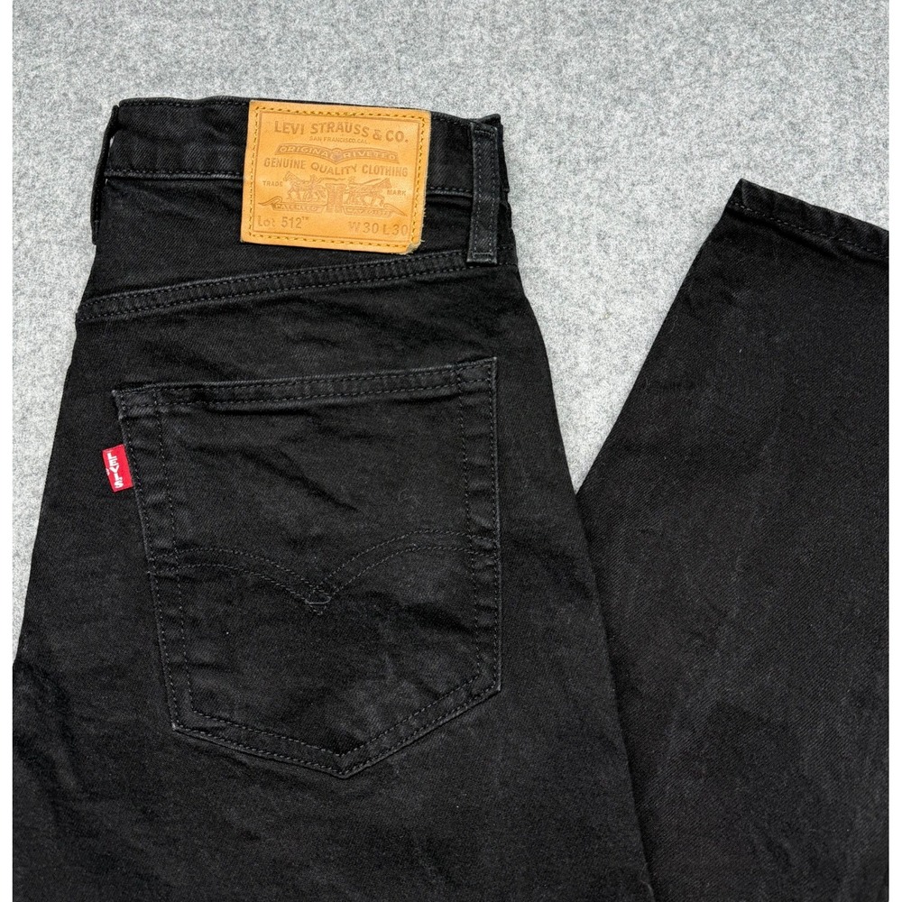 Levi's Premium 512 Black Dark 30x30 Slim Taper Low Rise Denim Jeans 5-Pocket
